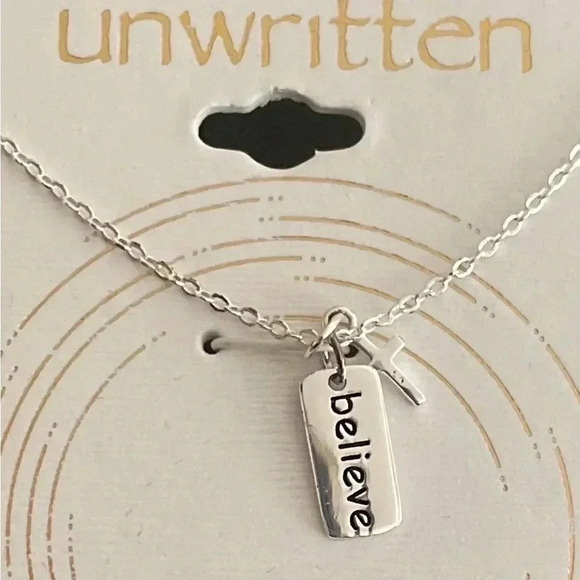 NWT Unwritten Silver Necklace "Believe" Pendant - Picture 2 of 3
